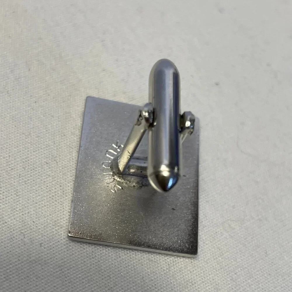 Vintage Swank Tie Tack Pin Cuff Links Silver Tone Black Accent Bullet Backing